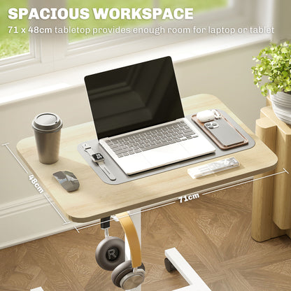 Standing Desk Mobile Overbed Table w/ Wheels for Home Office Natural