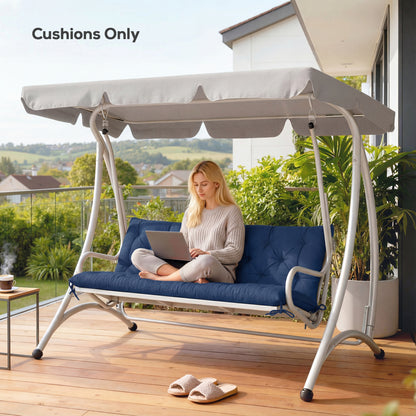 3 Seater Bench Cushion, Garden Chair Cushion with Back and Ties