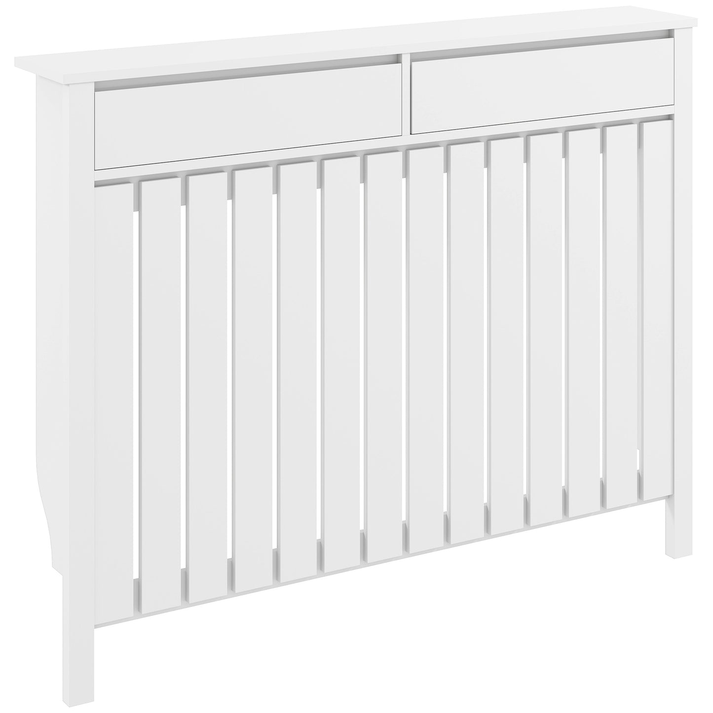 Large Radiator Cover with Drawers and Vertical Slats 119 x 19 x 93cm