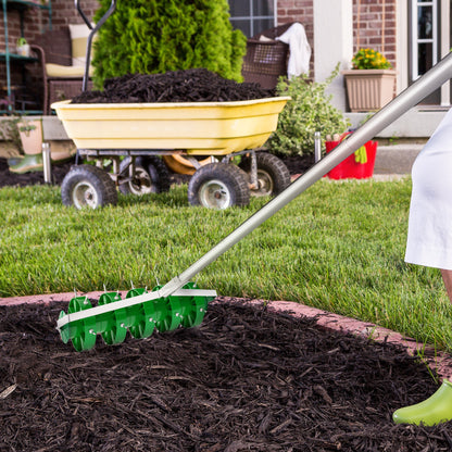 Grass Spike Roller, Soil Aerator w/ 3 Piece Handle and T-bar Grip