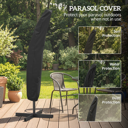3(m) Banana Parasol Cantilever Umbrella Garden w/ Base Weights - Light Grey