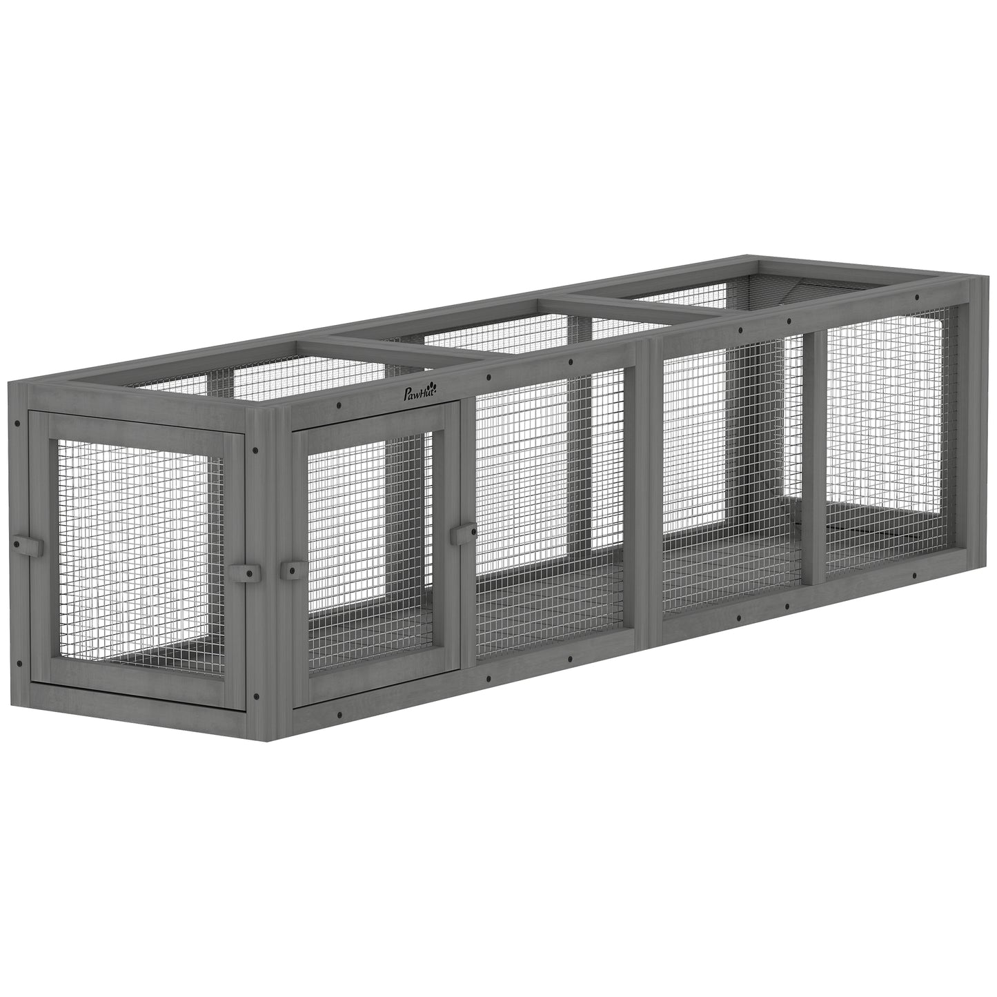 Outdoor Cat Tunnel, Wooden Extendable Pet Run, for Kitty, Puppy, Grey