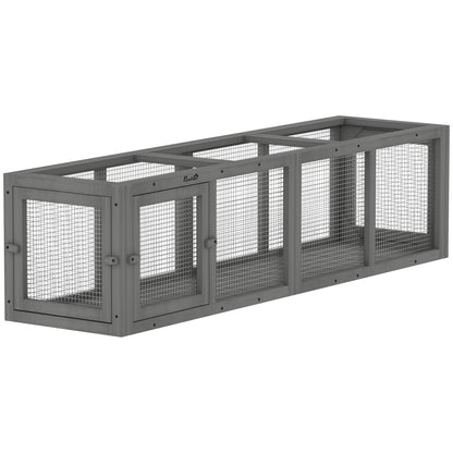 Outdoor Cat Tunnel, Wooden Extendable Pet Run, for Kitty, Puppy, Grey