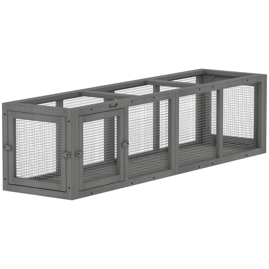 Outdoor Cat Tunnel, Wooden Extendable Pet Run, for Kitty, Puppy, Grey