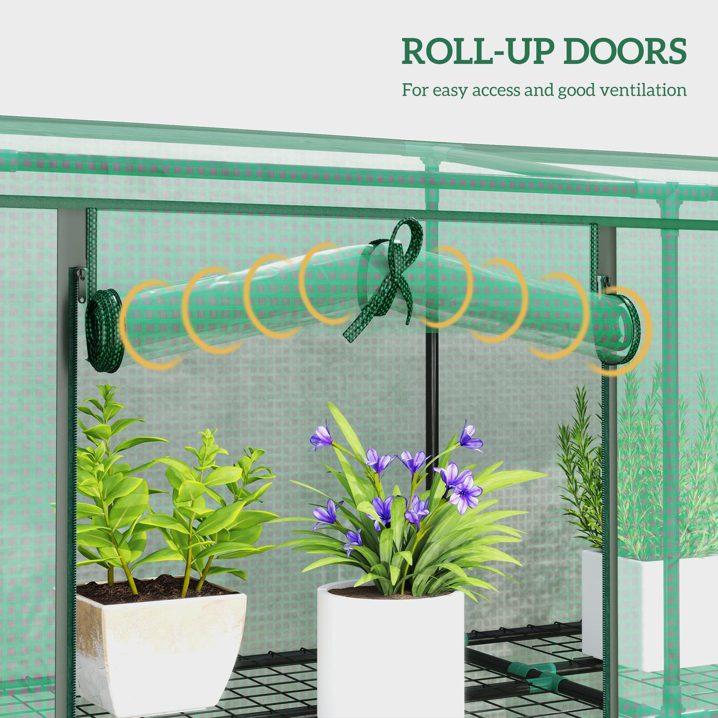 3 Tier Lean-to Mini Greenhouse with PE Cover, Green