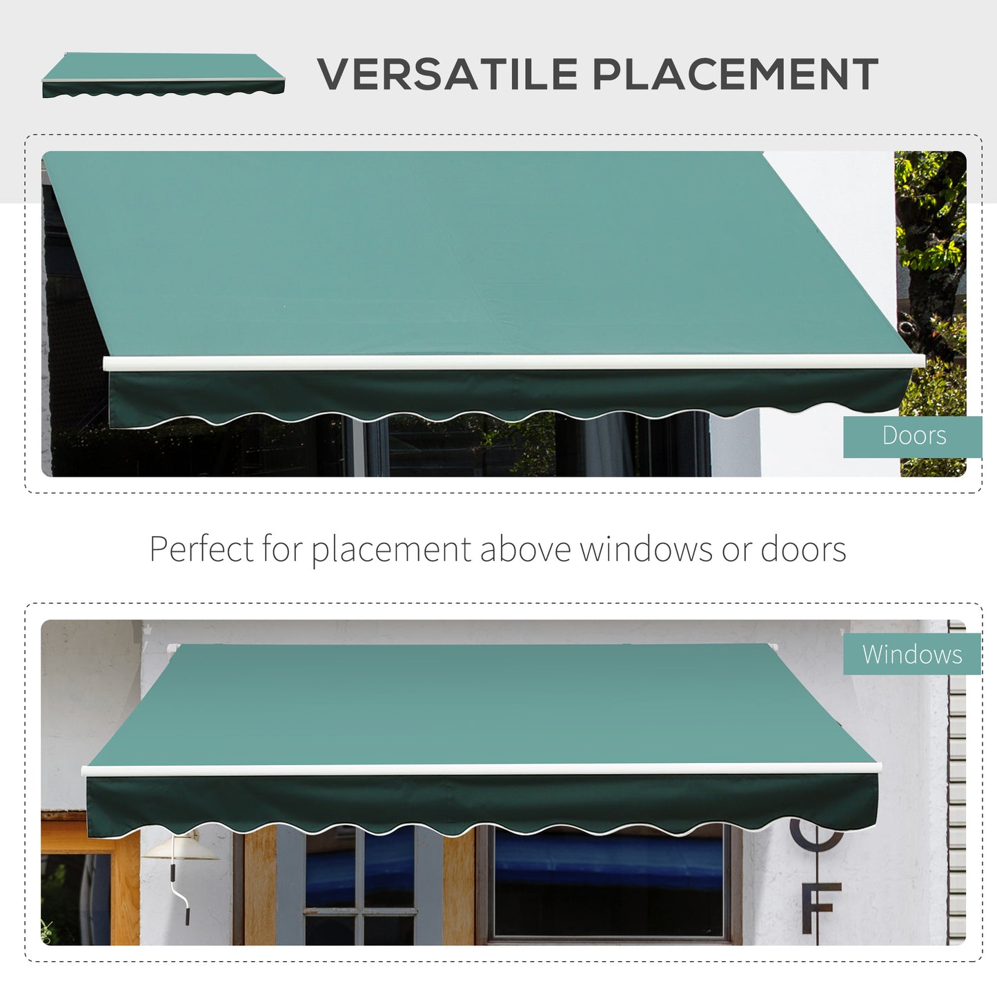 3m x 2.5 m Sun Shade Canopy Garden Patio Manual Retractable Awning Canopy-Dark Green