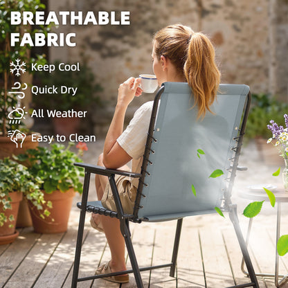 Folding Garden Chairs, Outdoor Chairs Set of 4, Light Grey