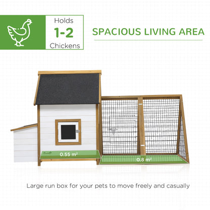 Chicken Coop, Hen House, Wooden Poultry Cage with Outdoor Run, Nesting Box, Removable Tray, Window and Lockable Door, 197 x 93 x 110cm