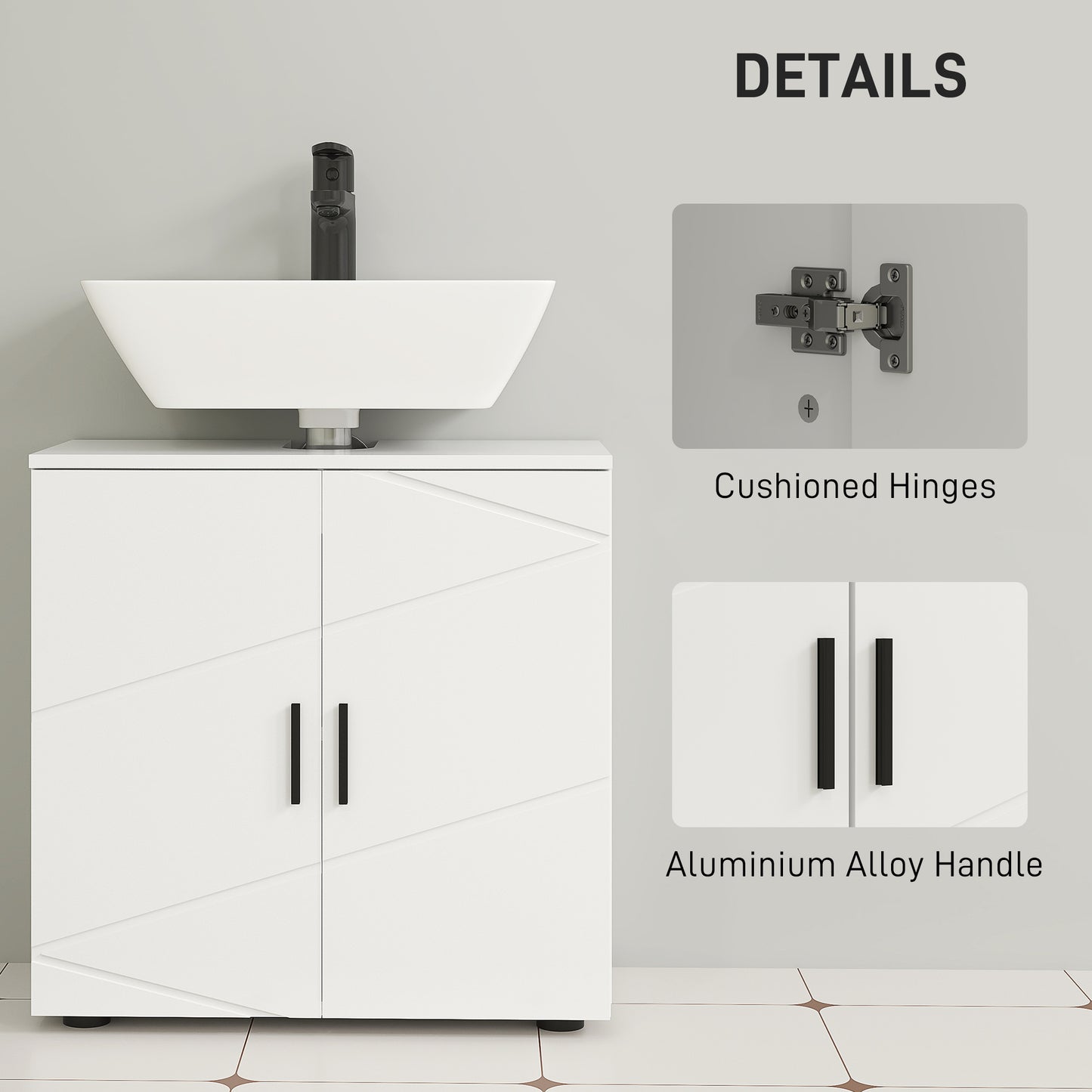 Bathroom Vanity Unit, Under Sink Cabinet with Shelf, White