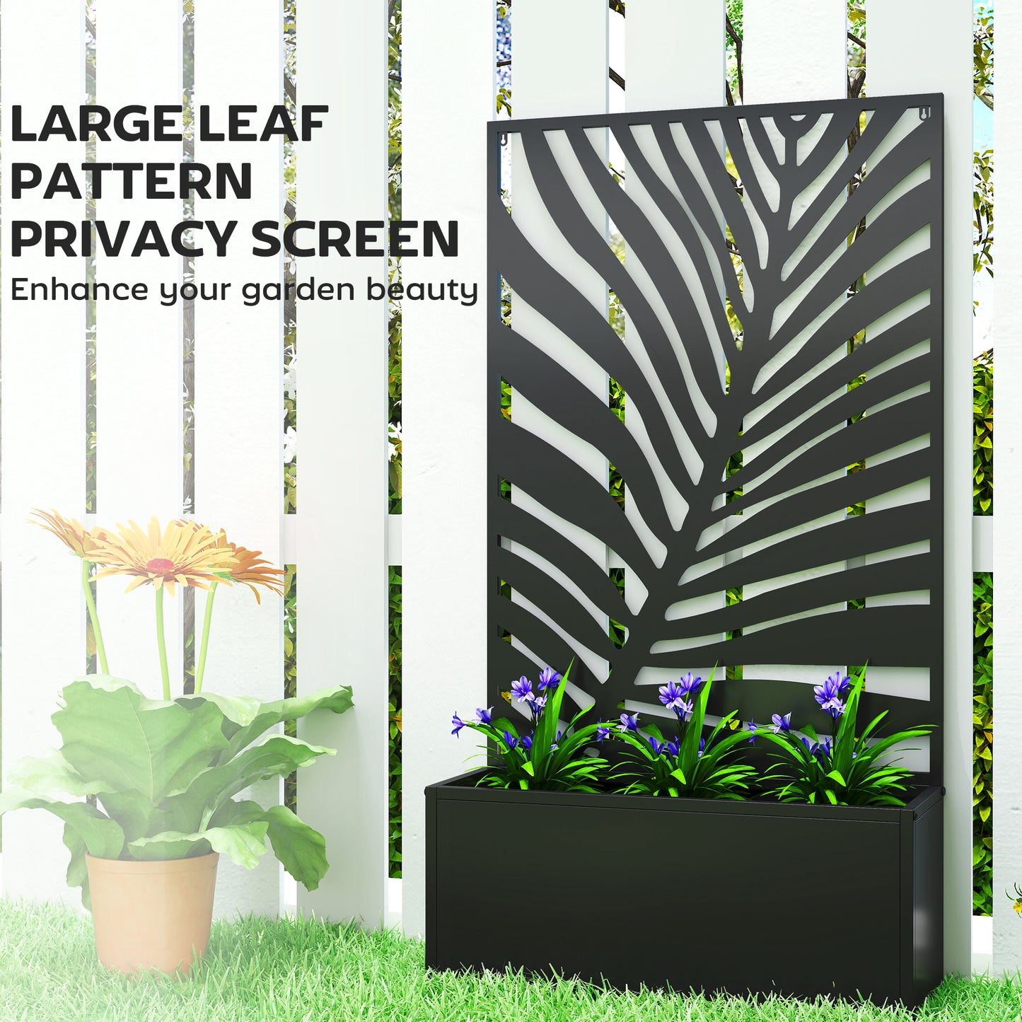Metal Raised Garden Bed with Trellis, Outdoor Elevated Planter Box