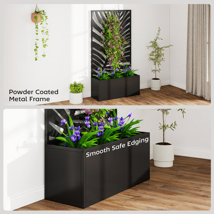 Metal Raised Garden Bed with Trellis, Outdoor Elevated Planter Box