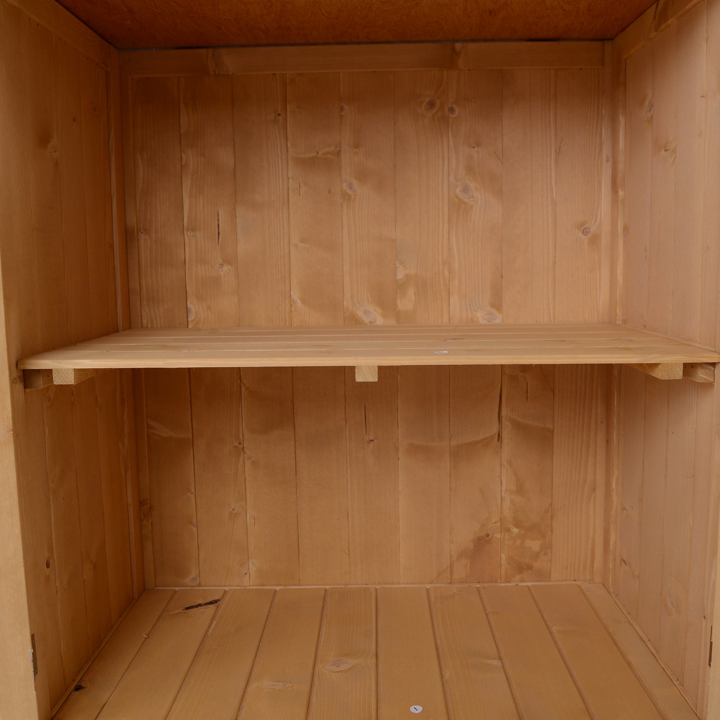 Wooden Garden Storage Shed with Hinged Roof and Shelves, Outdoor Storage Cabinet Chest, Double Doors