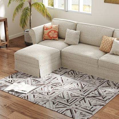Non-Slip Washable Rug, Chenille Floor Carpet for Living Room, Brown