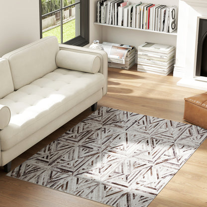 Non-Slip Washable Rug, Chenille Floor Carpet for Living Room, Brown