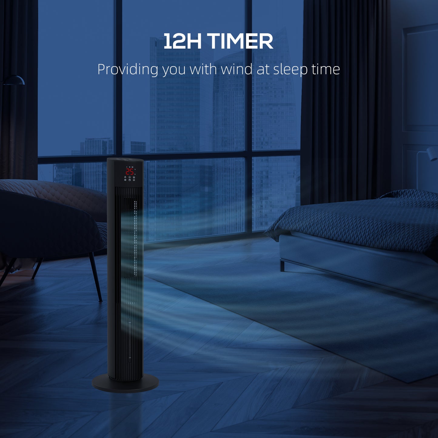 Oscillating Tower Fan Cooling with Ice Pack, Water Tank, Children Lock