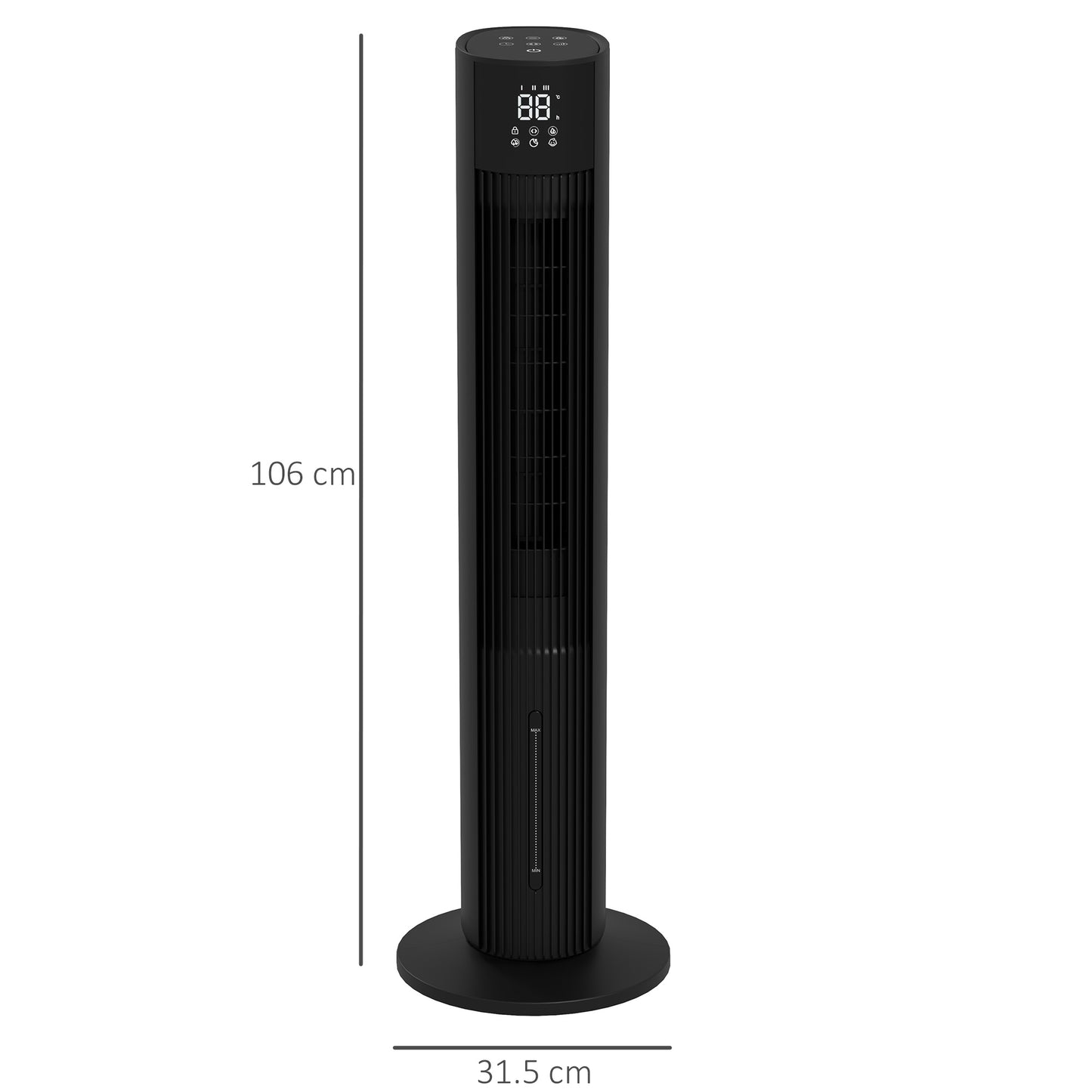 Oscillating Tower Fan Cooling with Ice Pack, Water Tank, Children Lock
