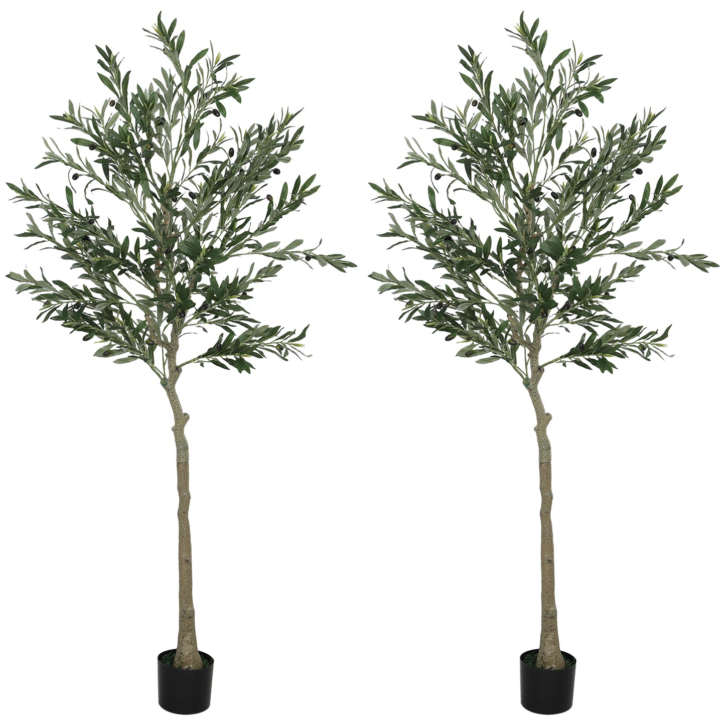 2 Pack Indoor Artificial Plants, Faux Potted Silk Olive Trees, 180cm