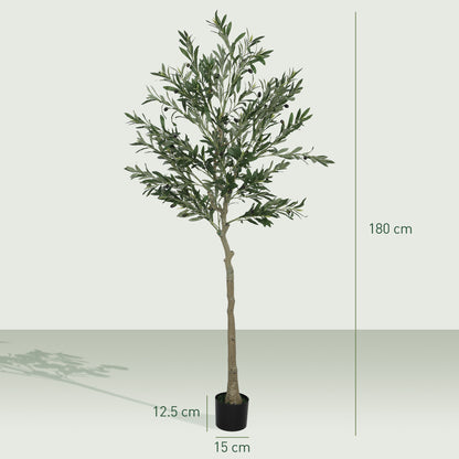 2 Pack Indoor Artificial Plants, Faux Potted Silk Olive Trees, 180cm
