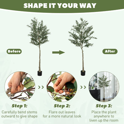 2 Pack Indoor Artificial Plants, Faux Potted Silk Olive Trees, 180cm