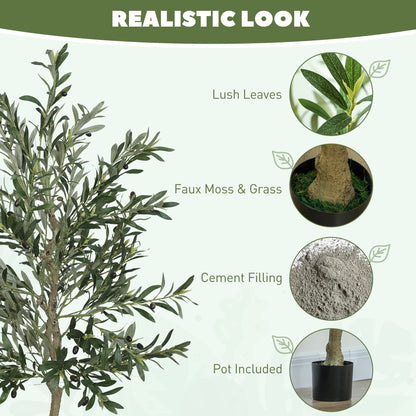 2 Pack Indoor Artificial Plants, Faux Potted Silk Olive Trees, 180cm