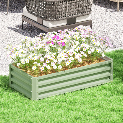 Raised Garden Bed Elevated Planter Box for Flowers Light Green