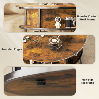 Lift Top Coffee Table, Round Coffee Table with Hidden Storage, Brown