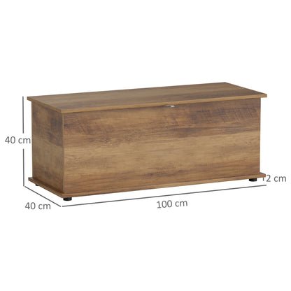 Storage Chest With Lid, 113L Storage Box, Grey Wood Grain