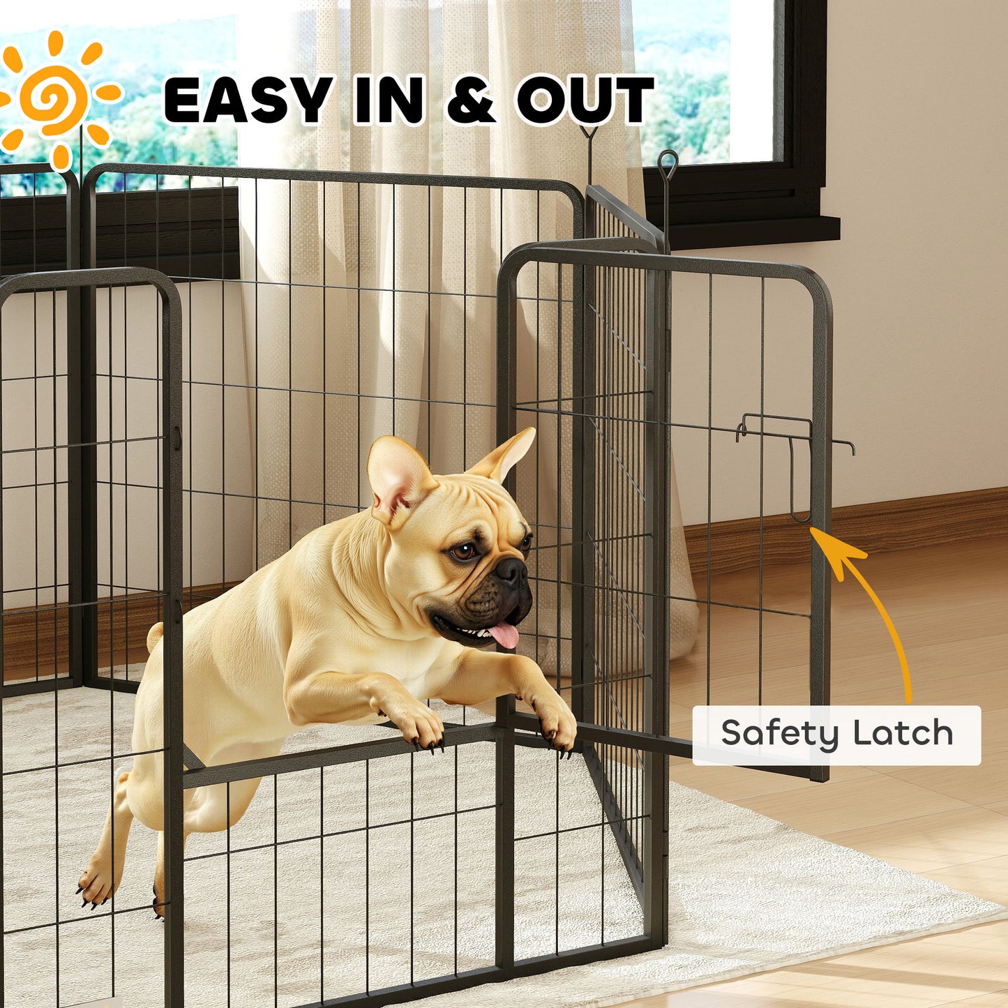 Dog Playpen, 6 Panels Puppy Pen Dog Playpen, 80cm High, Black