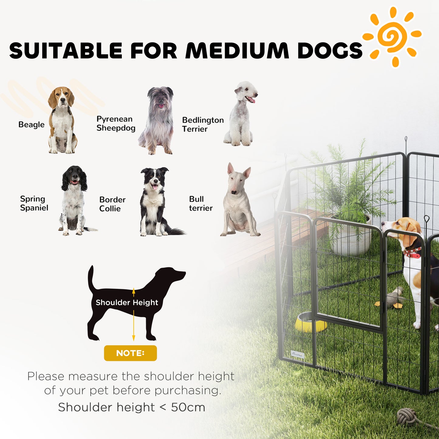 Dog Playpen, 6 Panels Puppy Pen Dog Playpen, 80cm High, Black