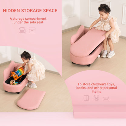 Kids Sofa Couch Toddler Armchair with Storage for Bedroom Pink