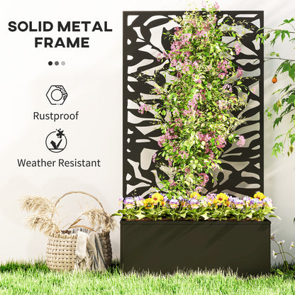 Metal Garden Bed with Trellis, Raised Planter with Privacy Panel