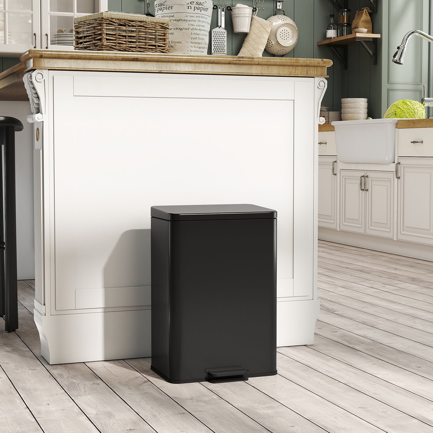 Pedal Bin with Soft-Close Lid, 20L Kitchen Bin for Home, Matte Black