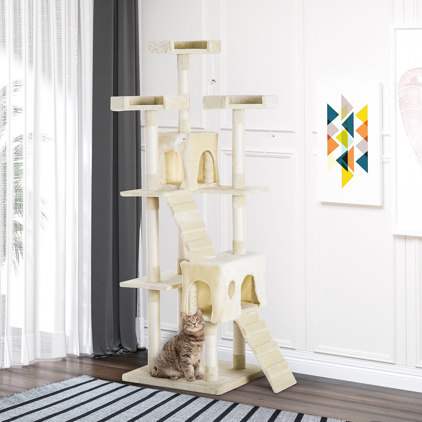 Condo Furniture Scratcher Post Pet Cat Tree Kitten Bed House Play Toy