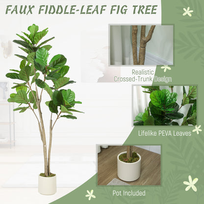 150cm Artificial Fiddle Leaf Fig Tree, Realistic Fake Plant, Green