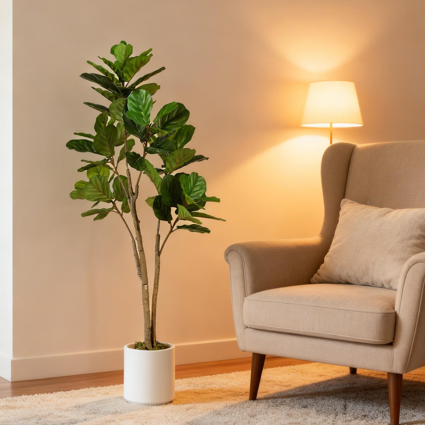 150cm Artificial Fiddle Leaf Fig Tree, Realistic Fake Plant, Green