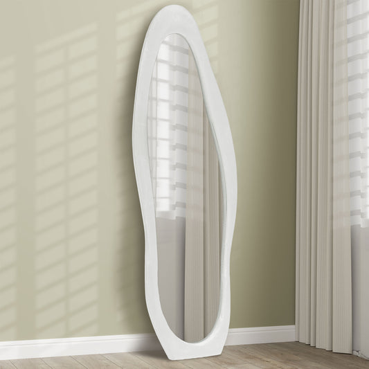 Irregular Full Length Mirror with Velvet Frame 160 x 50cm White