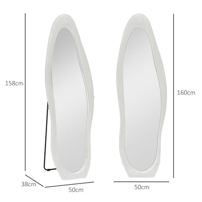 Irregular Full Length Mirror with Velvet Frame 160 x 50cm White
