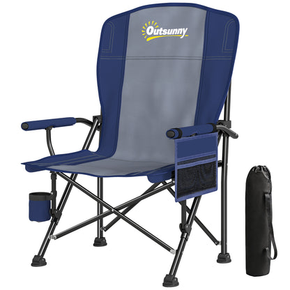 Camping Chair Padded with Side Pocket Dark Blue