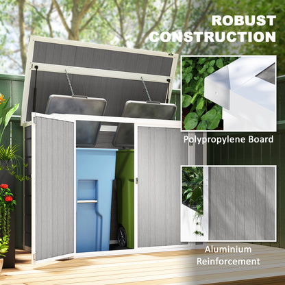 4.7 x 2.5FT Lockable Garden Shed, Double Bin Storage Shed, Grey