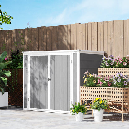 4.7 x 2.5FT Lockable Garden Shed, Double Bin Storage Shed, Grey