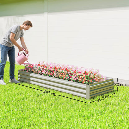 Galvanised Raised Garden Bed Metal Planter Box, Silver