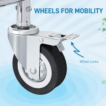 4 in 1 Shower Chair with Wheels, Bedside Commode Wheelchair, Grey