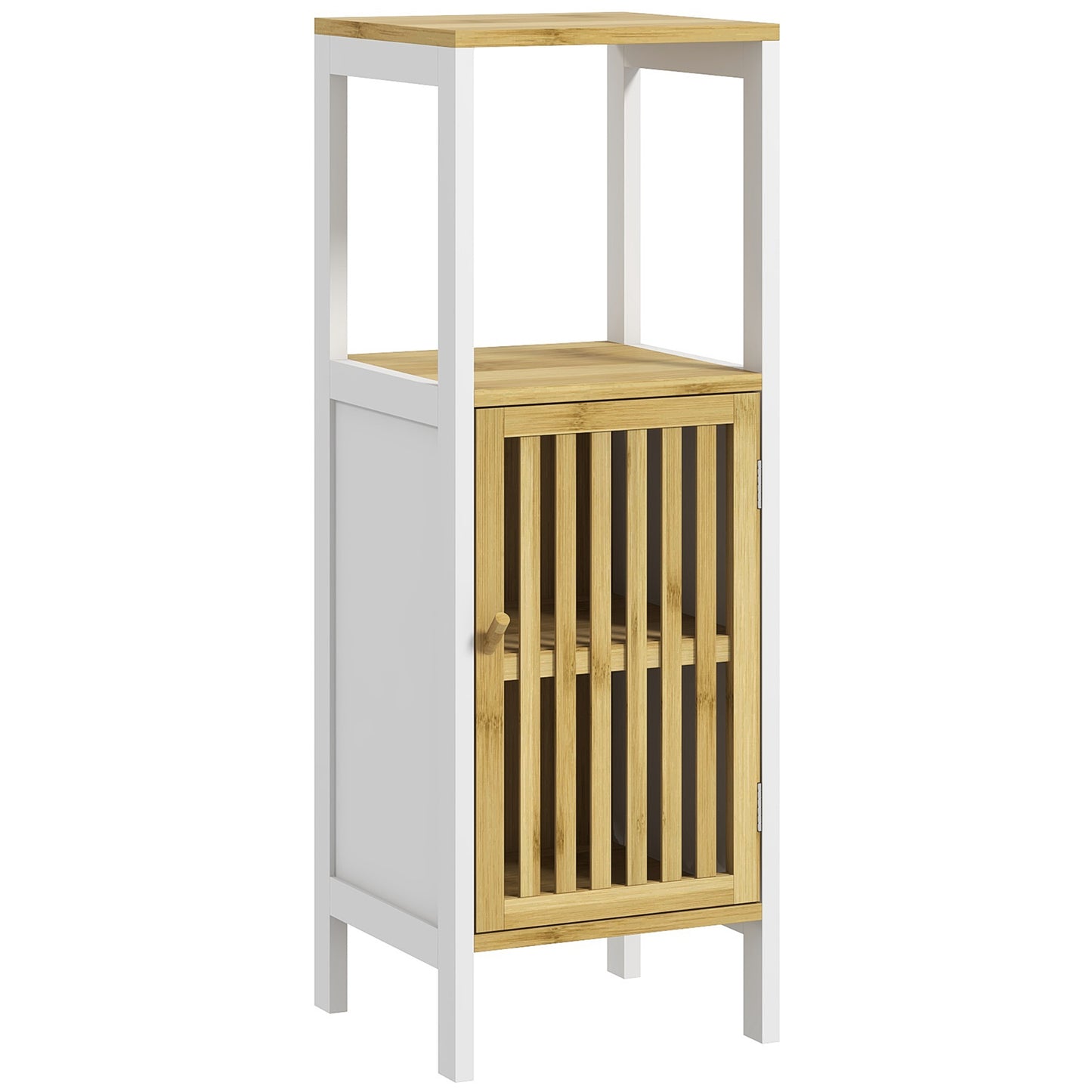 Bathroom Floor Cabinet Bamboo Bathroom Cupboard with Adjustable Shelf
