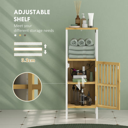 Bathroom Floor Cabinet Bamboo Bathroom Cupboard with Adjustable Shelf