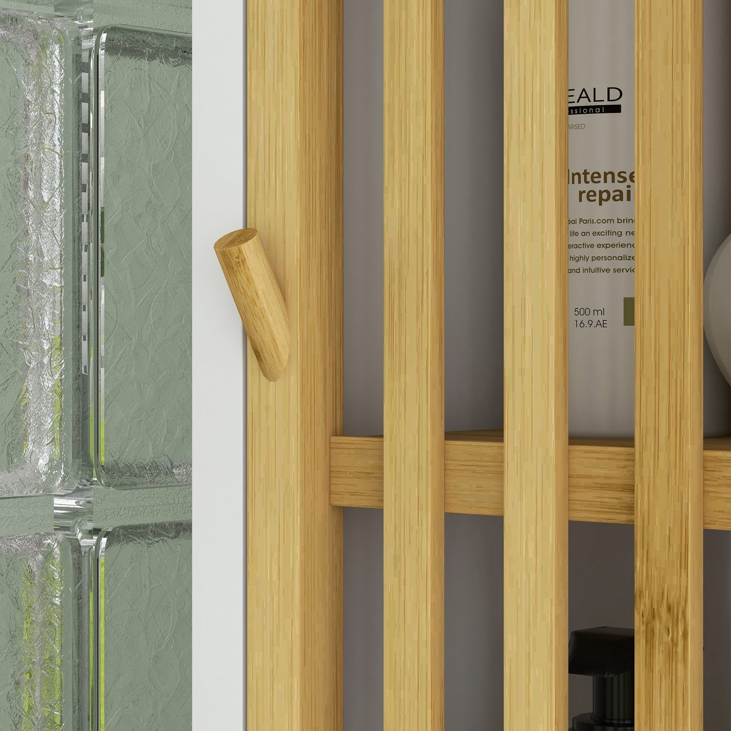 Bathroom Floor Cabinet Bamboo Bathroom Cupboard with Adjustable Shelf