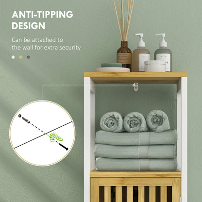 Bathroom Floor Cabinet Bamboo Bathroom Cupboard with Adjustable Shelf