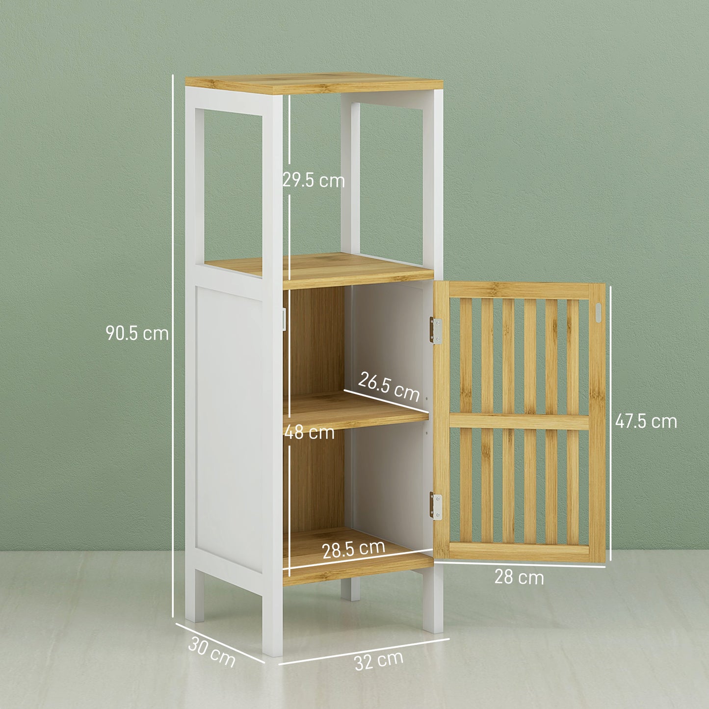 Bathroom Floor Cabinet Bamboo Bathroom Cupboard with Adjustable Shelf