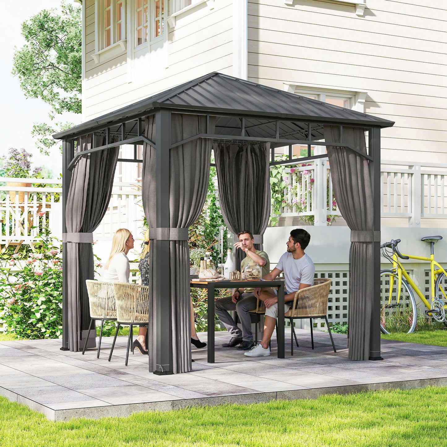 2.5 x 2.5 m Hardtop Gazebo with Galvanised Steel Roof and Sides