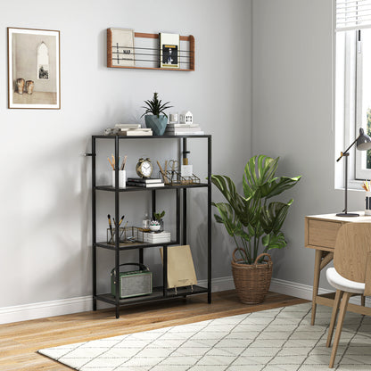 Industrial Bookshelf Bookcase w/ Open Shelves for Study Charcoal Grey