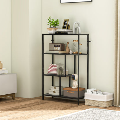 Industrial Bookshelf Bookcase w/ Open Shelves for Study Charcoal Grey